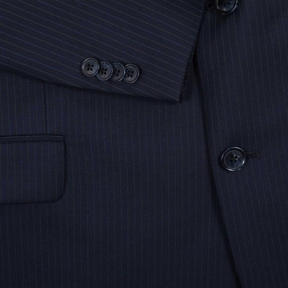 Tommy Hilfiger Pin Stripe Navy Blue Blazer double vent suit jacket 42R - Picture 7 of 12